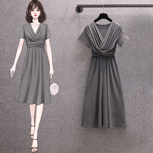 Fashionable Elegant Slim-fit Pleated Ladies Dress