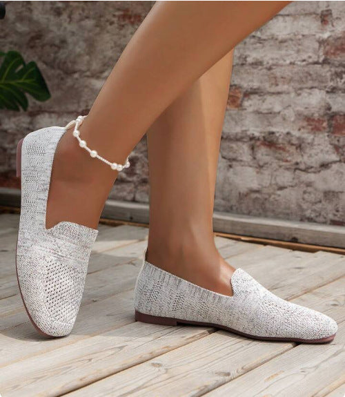 Chaussures de sport plates basses à bout rond pour femmes